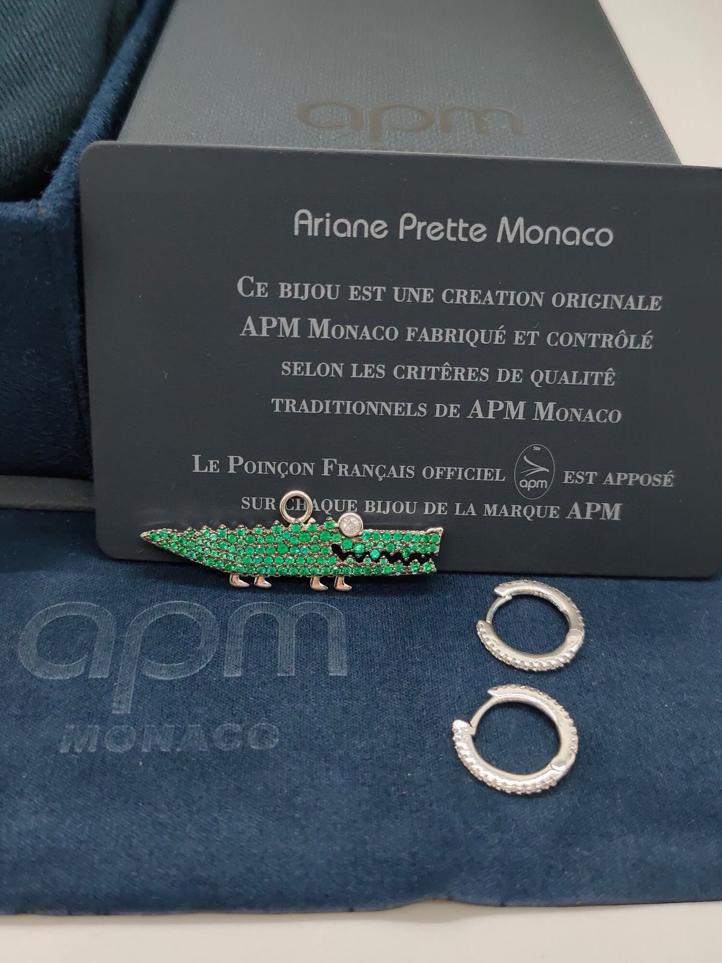 APM Monaco Emerald Crocodile Earrings